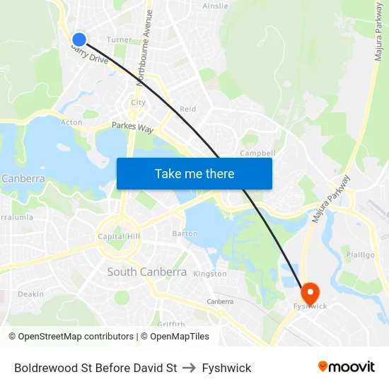 Boldrewood St Before David St to Fyshwick map