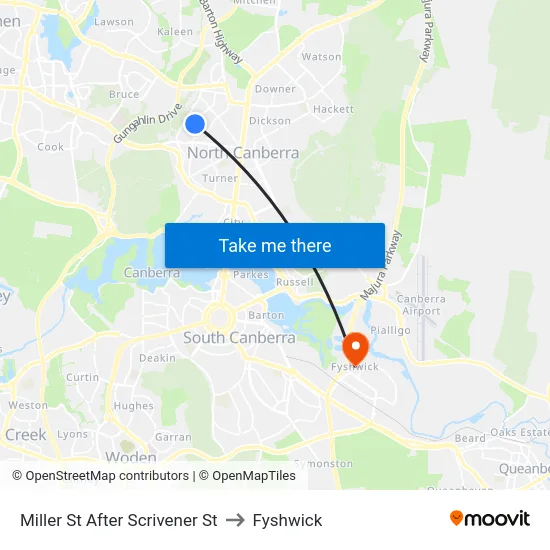 Miller St After Scrivener St to Fyshwick map