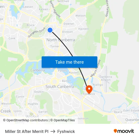 Miller St After Merrit Pl to Fyshwick map