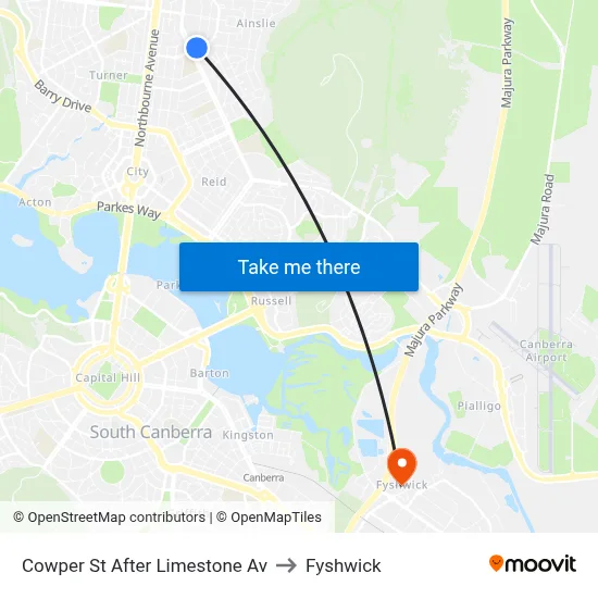 Cowper St After Limestone Av to Fyshwick map