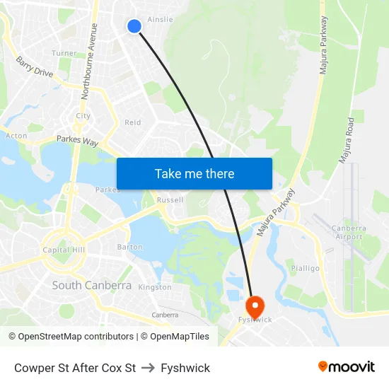 Cowper St After Cox St to Fyshwick map
