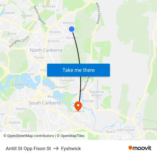 Antill St Opp Fison St to Fyshwick map