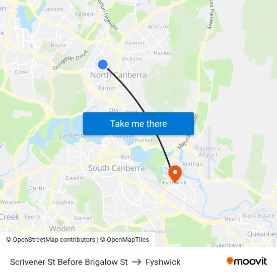 Scrivener St Before Brigalow St to Fyshwick map