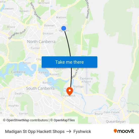 Madigan St Opp Hackett Shops to Fyshwick map