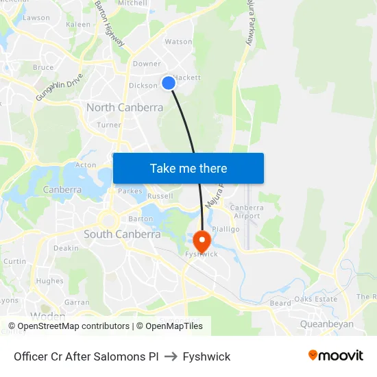 Officer Cr After Salomons Pl to Fyshwick map