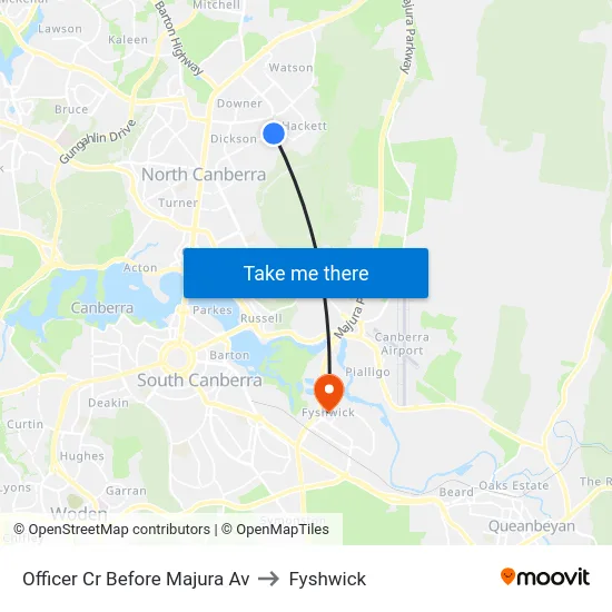 Officer Cr Before Majura Av to Fyshwick map