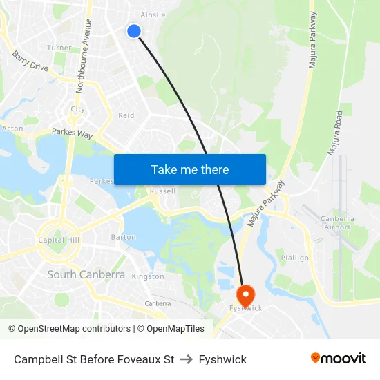 Campbell St Before Foveaux St to Fyshwick map