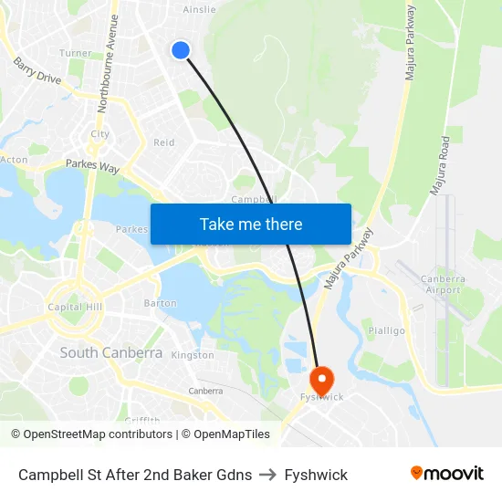 Campbell St After 2nd Baker Gdns to Fyshwick map