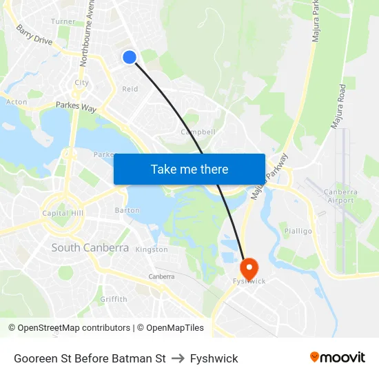 Gooreen St Before Batman St to Fyshwick map
