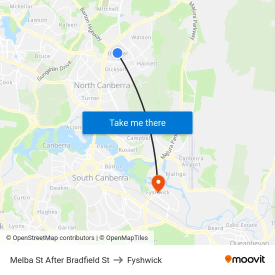 Melba St After Bradfield St to Fyshwick map