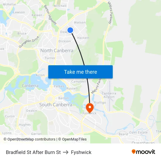Bradfield St After Burn St to Fyshwick map