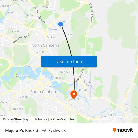 Majura Ps Knox St to Fyshwick map