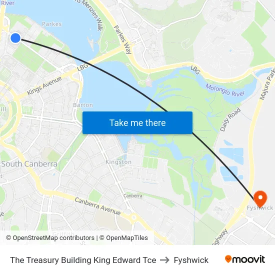 The Treasury Building King Edward Tce to Fyshwick map