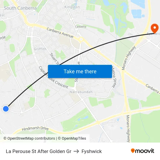 La Perouse St After Golden Gr to Fyshwick map