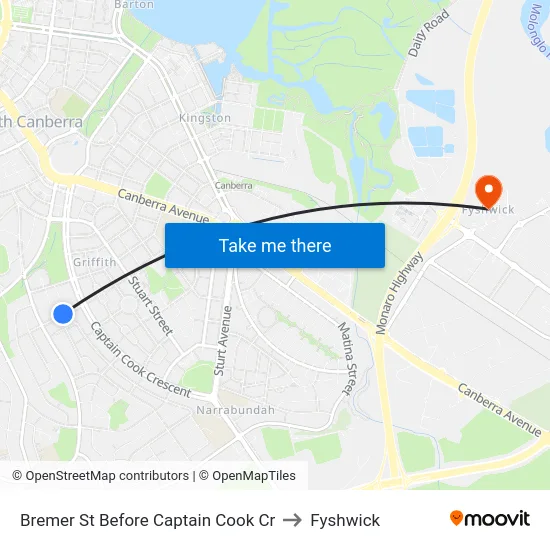 Bremer St Before Captain Cook Cr to Fyshwick map