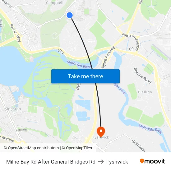 Milne Bay Rd After General Bridges Rd to Fyshwick map