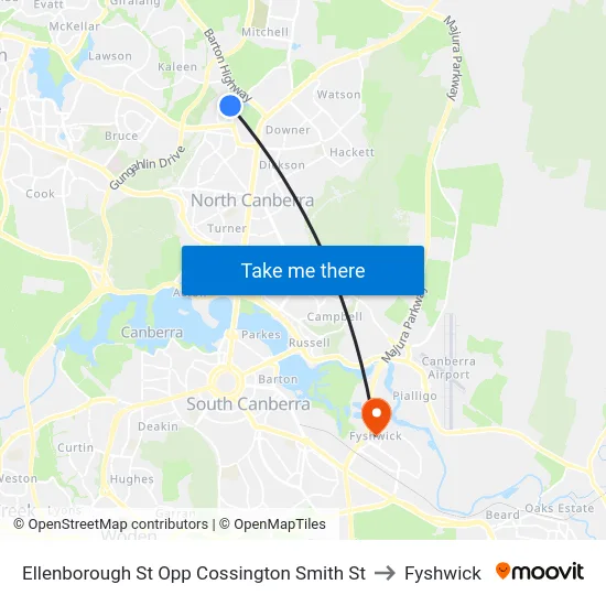 Ellenborough St Opp Cossington Smith St to Fyshwick map