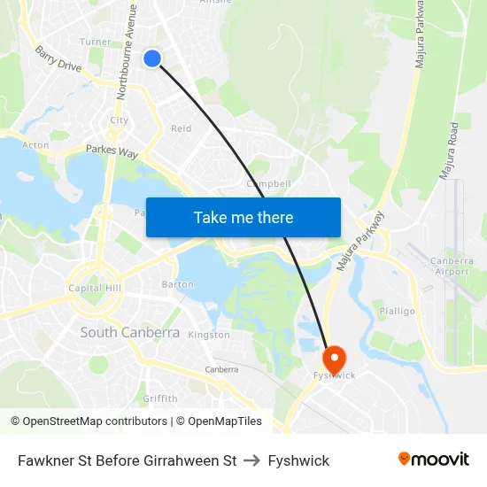 Fawkner St Before Girrahween St to Fyshwick map