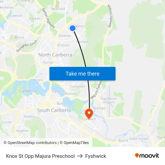 Knox St Opp Majura Preschool to Fyshwick map