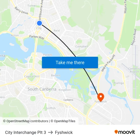 City Interchange Plt 3 to Fyshwick map