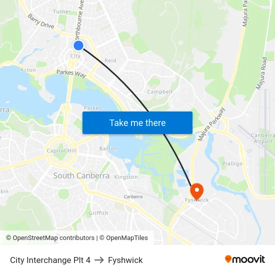 City Interchange Plt 4 to Fyshwick map