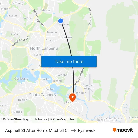 Aspinall St After Roma Mitchell Cr to Fyshwick map