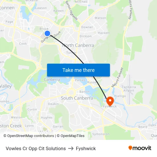 Vowles Cr Opp Cit Solutions to Fyshwick map