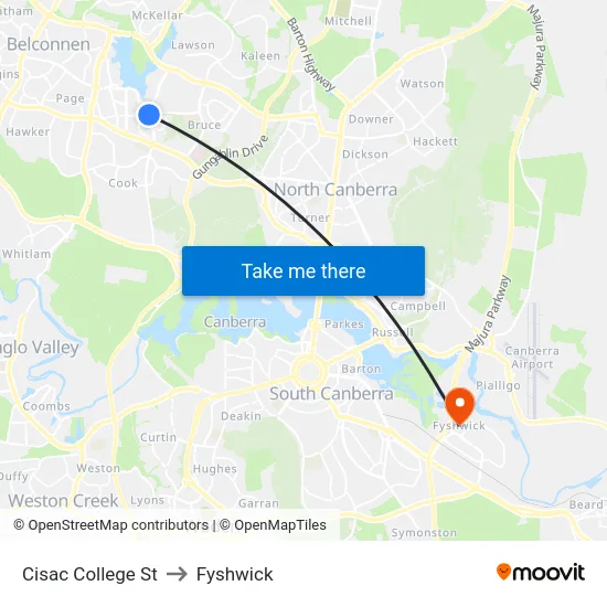 Cisac College St to Fyshwick map