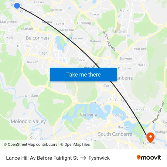 Lance Hill Av Before Fairlight St to Fyshwick map