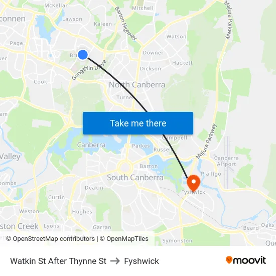 Watkin St After Thynne St to Fyshwick map