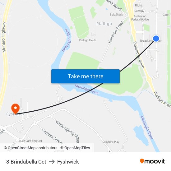 8 Brindabella Cct to Fyshwick map