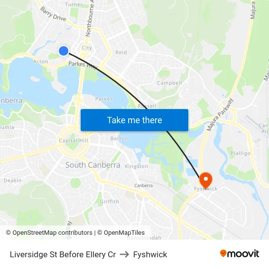 Liversidge St Before Ellery Cr to Fyshwick map