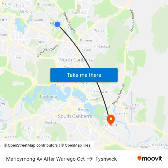 Maribyrnong Av After Warrego Cct to Fyshwick map