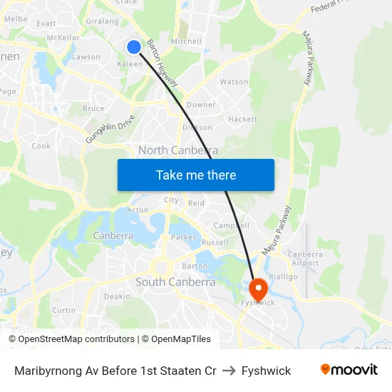 Maribyrnong Av Before 1st Staaten Cr to Fyshwick map