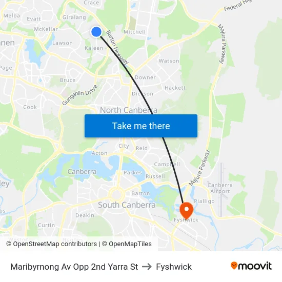 Maribyrnong Av Opp 2nd Yarra St to Fyshwick map