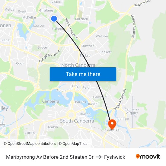 Maribyrnong Av Before 2nd Staaten Cr to Fyshwick map