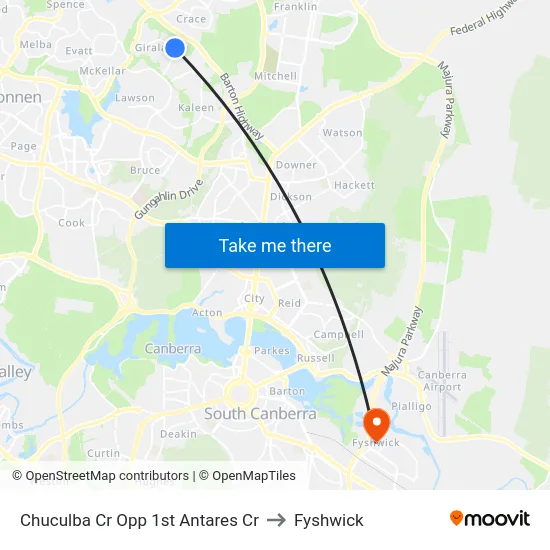 Chuculba Cr Opp 1st Antares Cr to Fyshwick map