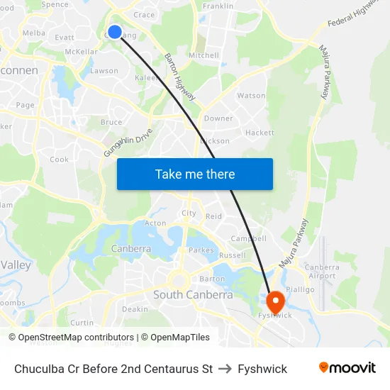 Chuculba Cr Before 2nd Centaurus St to Fyshwick map