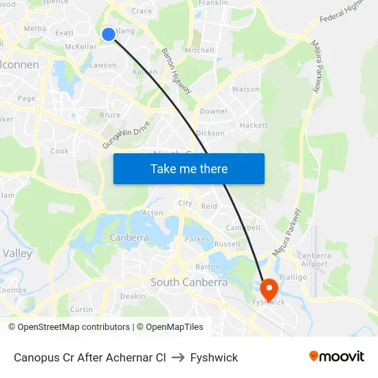 Canopus Cr After Achernar Cl to Fyshwick map