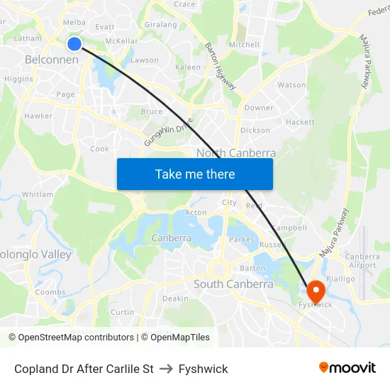 Copland Dr After Carlile St to Fyshwick map