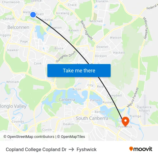Copland College Copland Dr to Fyshwick map