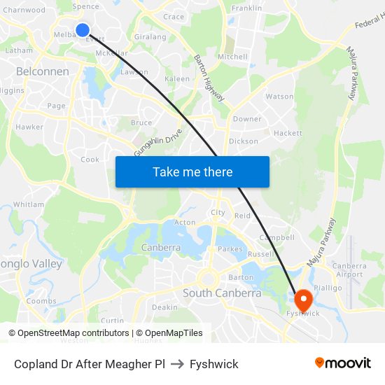 Copland Dr After Meagher Pl to Fyshwick map