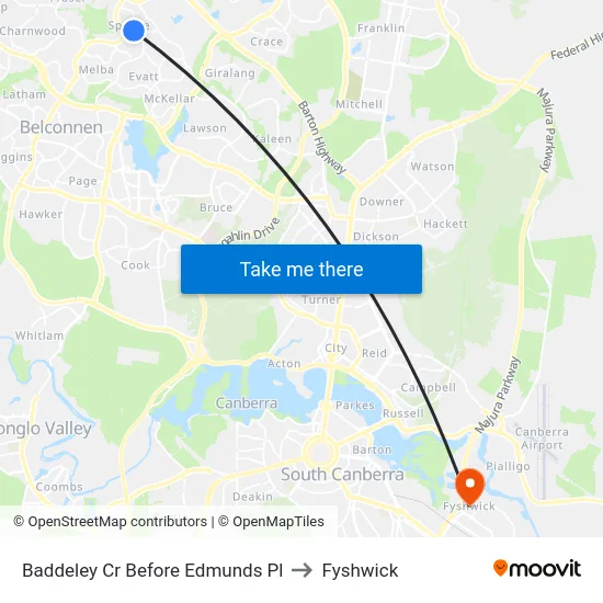 Baddeley Cr Before Edmunds Pl to Fyshwick map