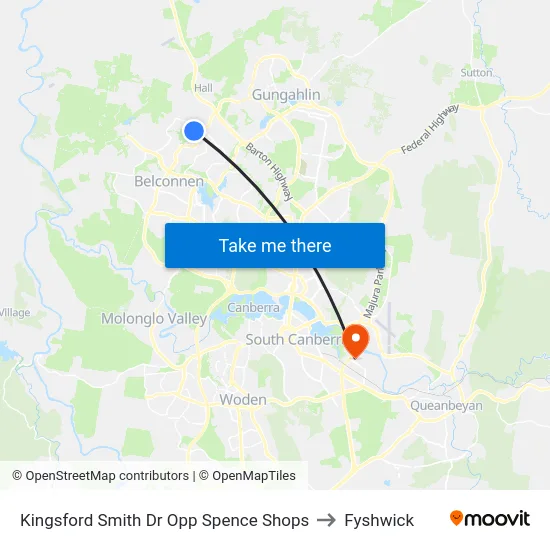 Kingsford Smith Dr Opp Spence Shops to Fyshwick map