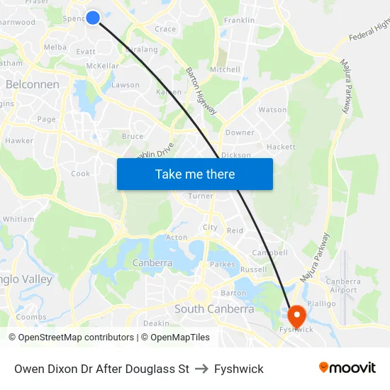 Owen Dixon Dr After Douglass St to Fyshwick map