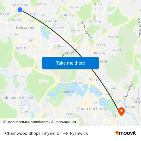 Charnwood Shops Tillyard Dr to Fyshwick map