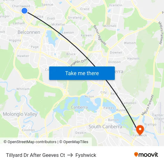 Tillyard Dr After Geeves Ct to Fyshwick map
