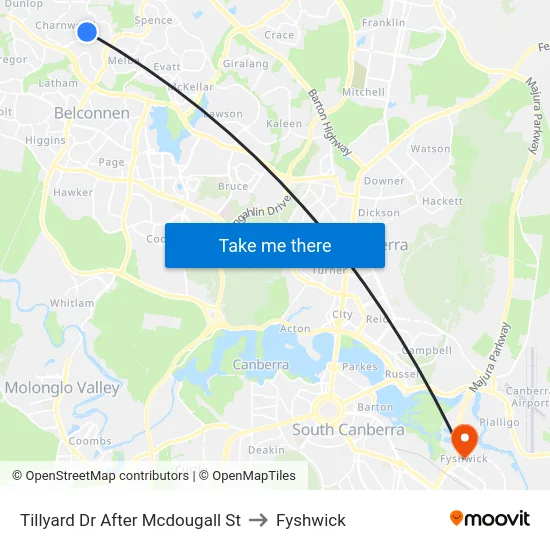 Tillyard Dr After Mcdougall St to Fyshwick map
