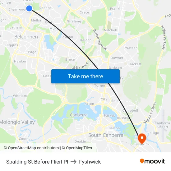 Spalding St Before Flierl Pl to Fyshwick map