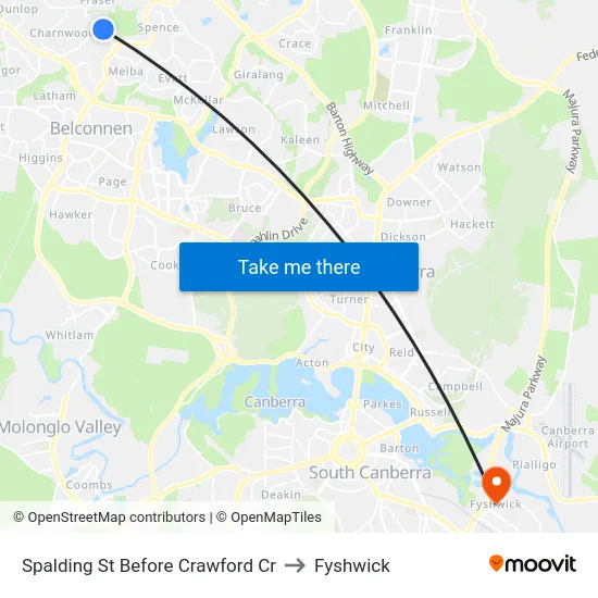 Spalding St Before Crawford Cr to Fyshwick map